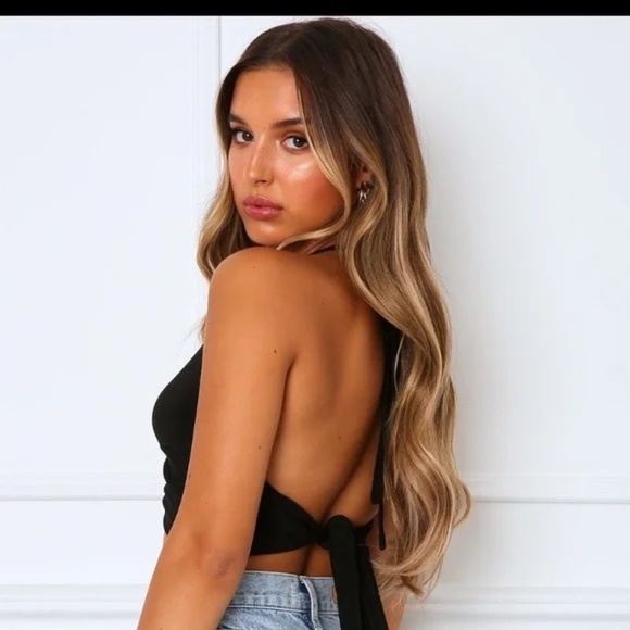 White Fox Hearts on Fire Black Crop Top - Picture 3 of 5